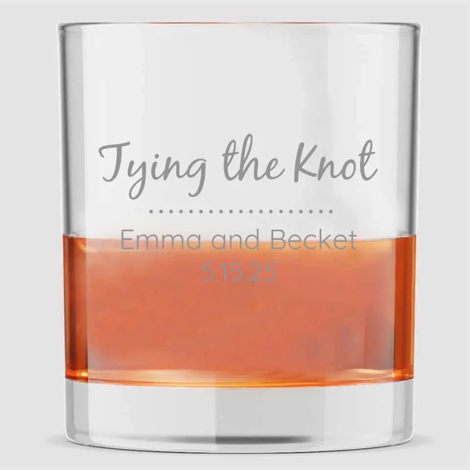Tying the Knot | Personalized 10 oz Whiskey Glass | Custom Engraved Favor