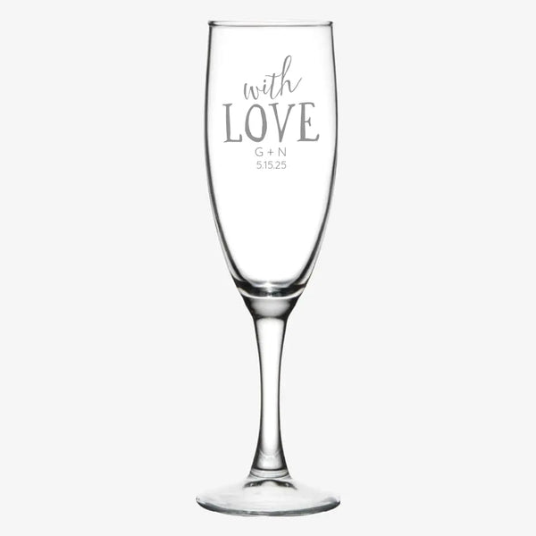 With Love | Personalized Champagne Flute | Custom Engraved Favor