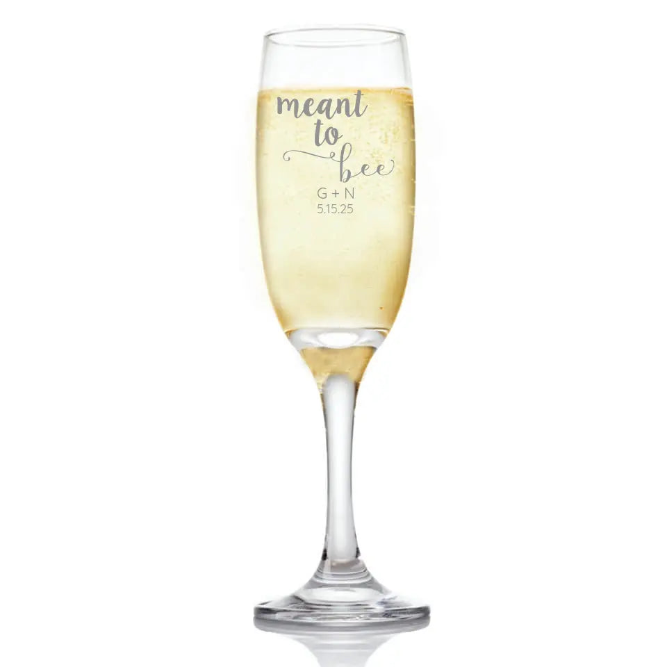Meant to Bee | Personalized Champagne Flute | Custom Engraved Favor