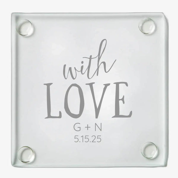 With Love | Personalized Glass Coaster | Custom Engraved Favor