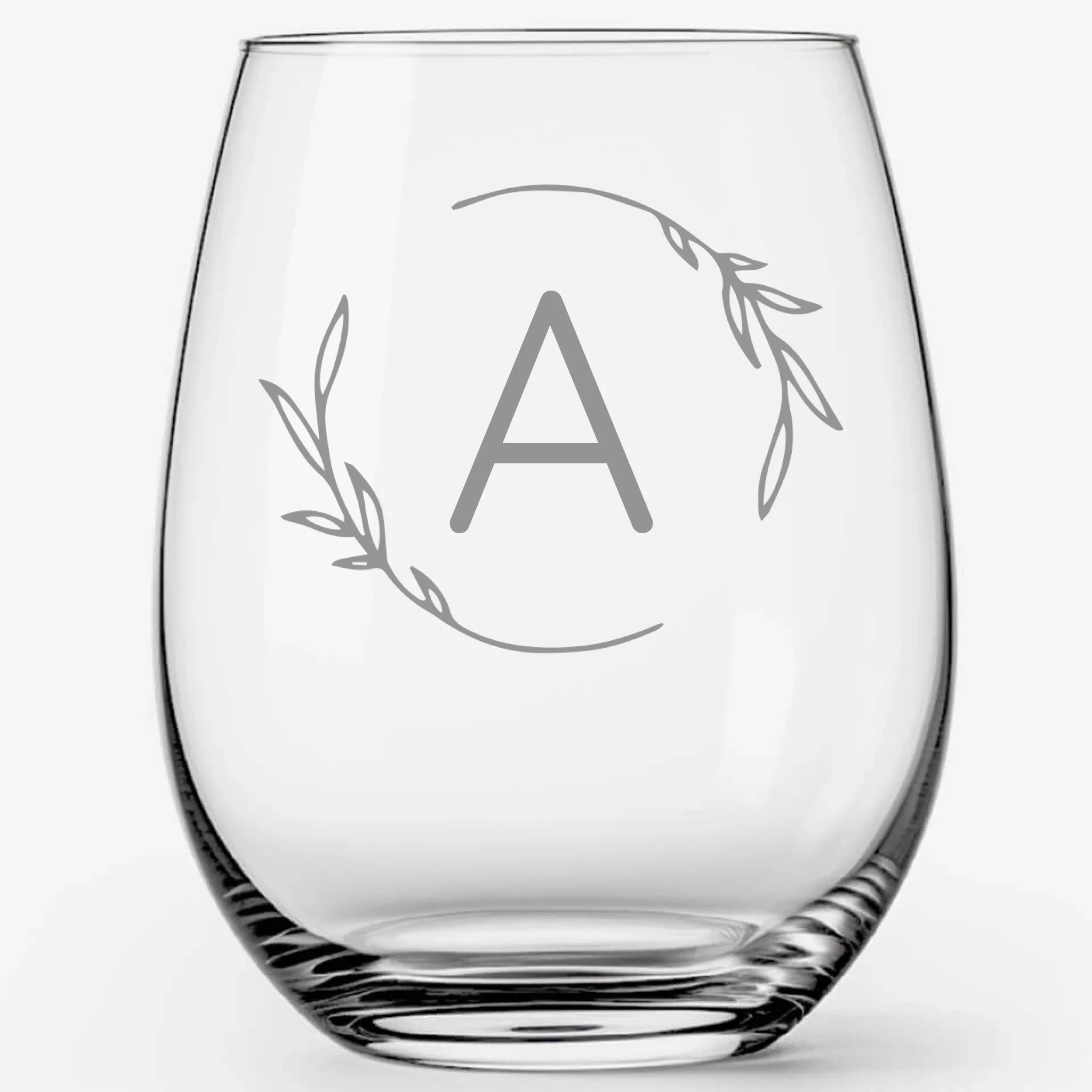Vine | Personalized Stemless Wine Glass | Custom Engraved Favor