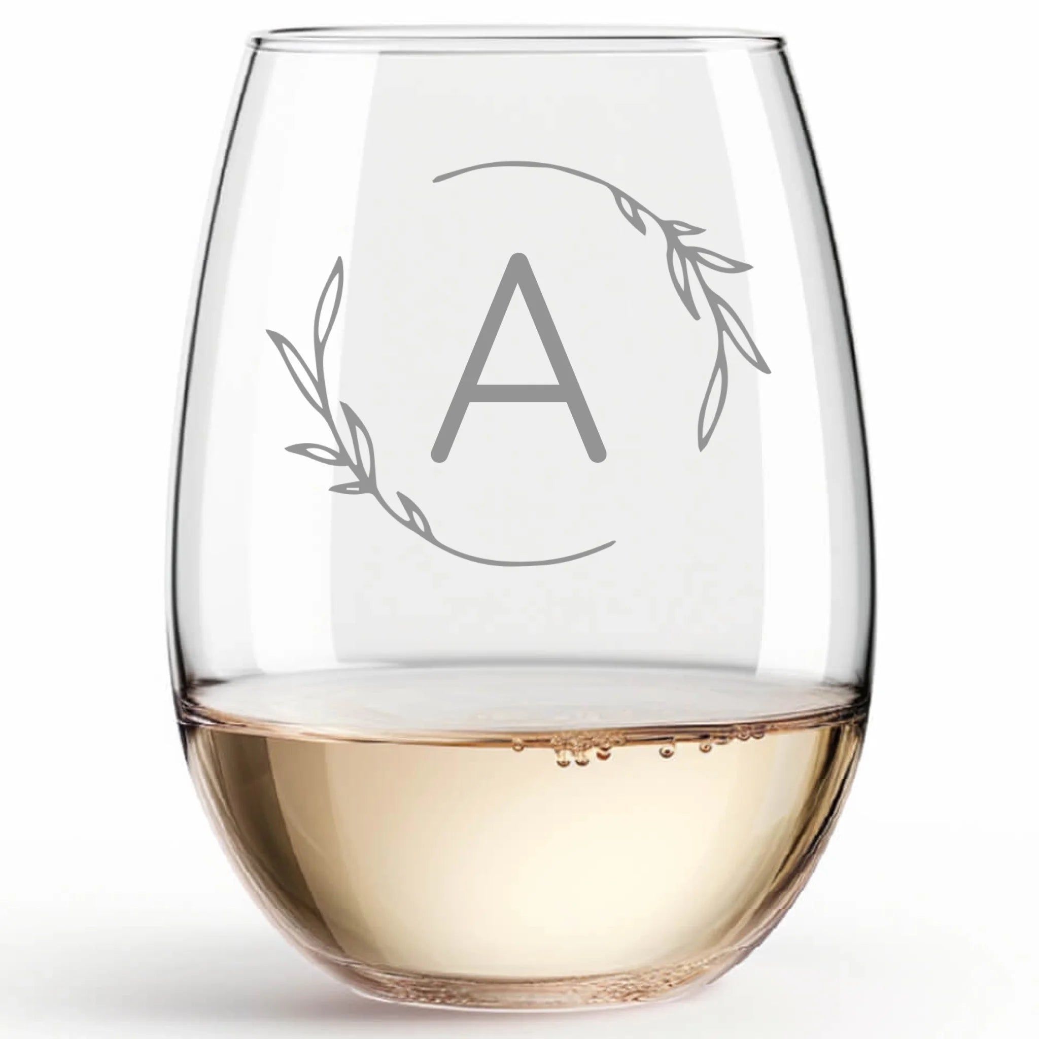 Vine | Personalized Stemless Wine Glass | Custom Engraved Favor
