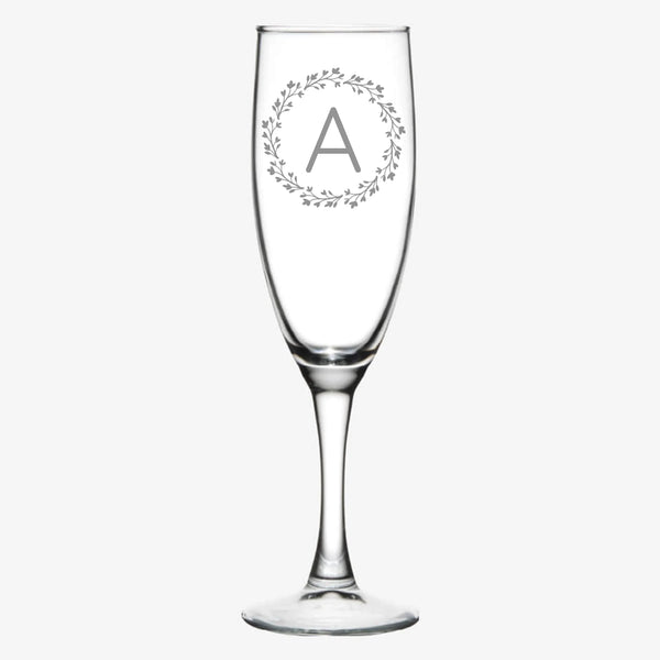 Floral | Personalized Champagne Flute | Custom Engraved Favor