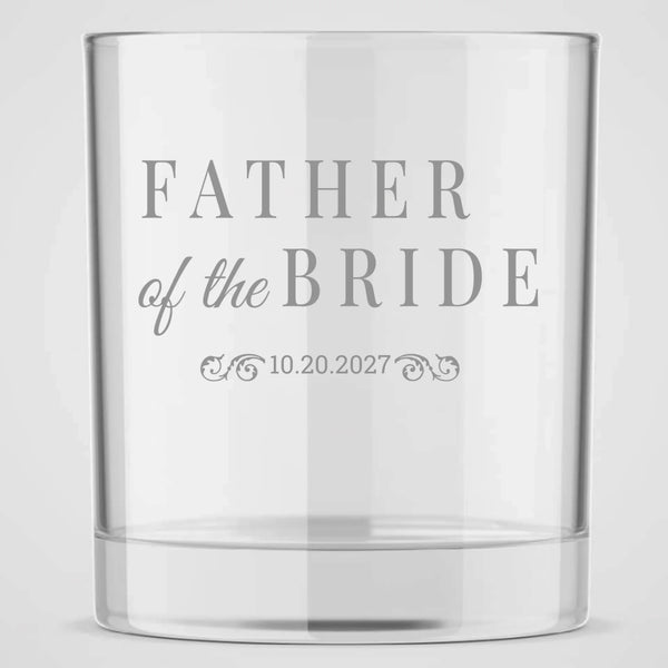 Personalized Father of the Bride Wedding Engraved Design | Family Wedding Glasses