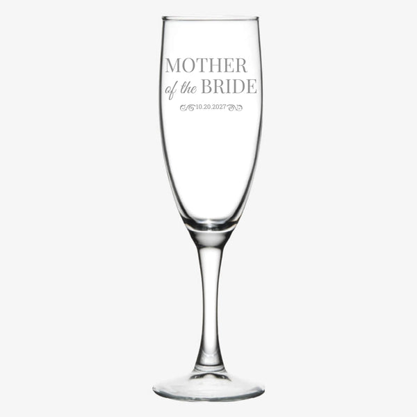 Personalized Mother of the Bride Wedding Engraved Design | Family Wedding Glasses