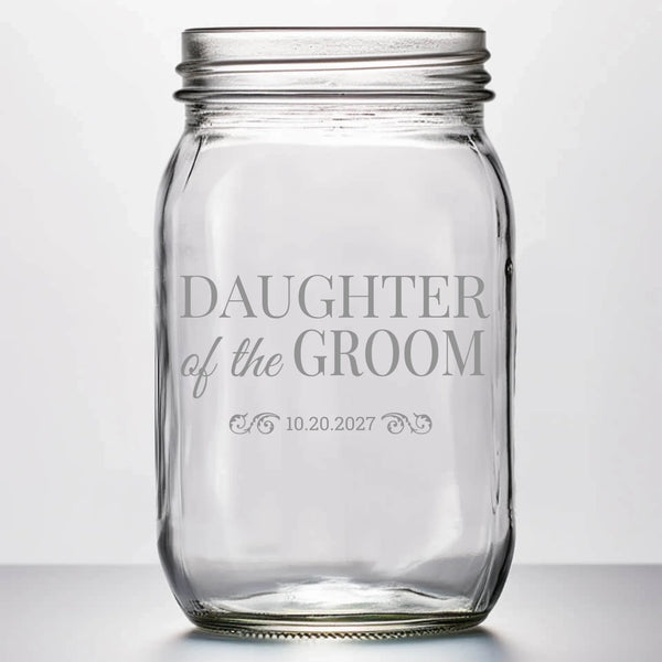 Personalized Daughter of the Groom Wedding Engraved Design | Family Wedding Glasses