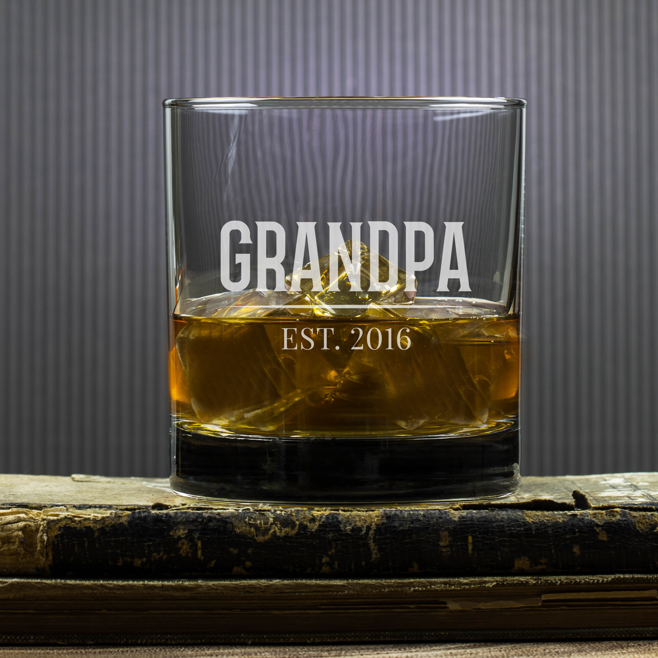 Grandpa Whiskey Glass | Engraved with “Grandpa” & Est. Date